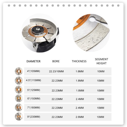 Diamond Saw Blade Cutting for Concrete Stone Marble Granite Cut-off Wheel 6/9 in - Picture 8 of 12