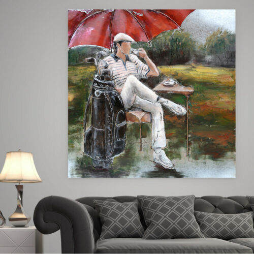Sitting Golfer Galvanized Indoor/ Outdoor 3-D Wall Oil Painting Statue DEAL - Picture 4 of 4