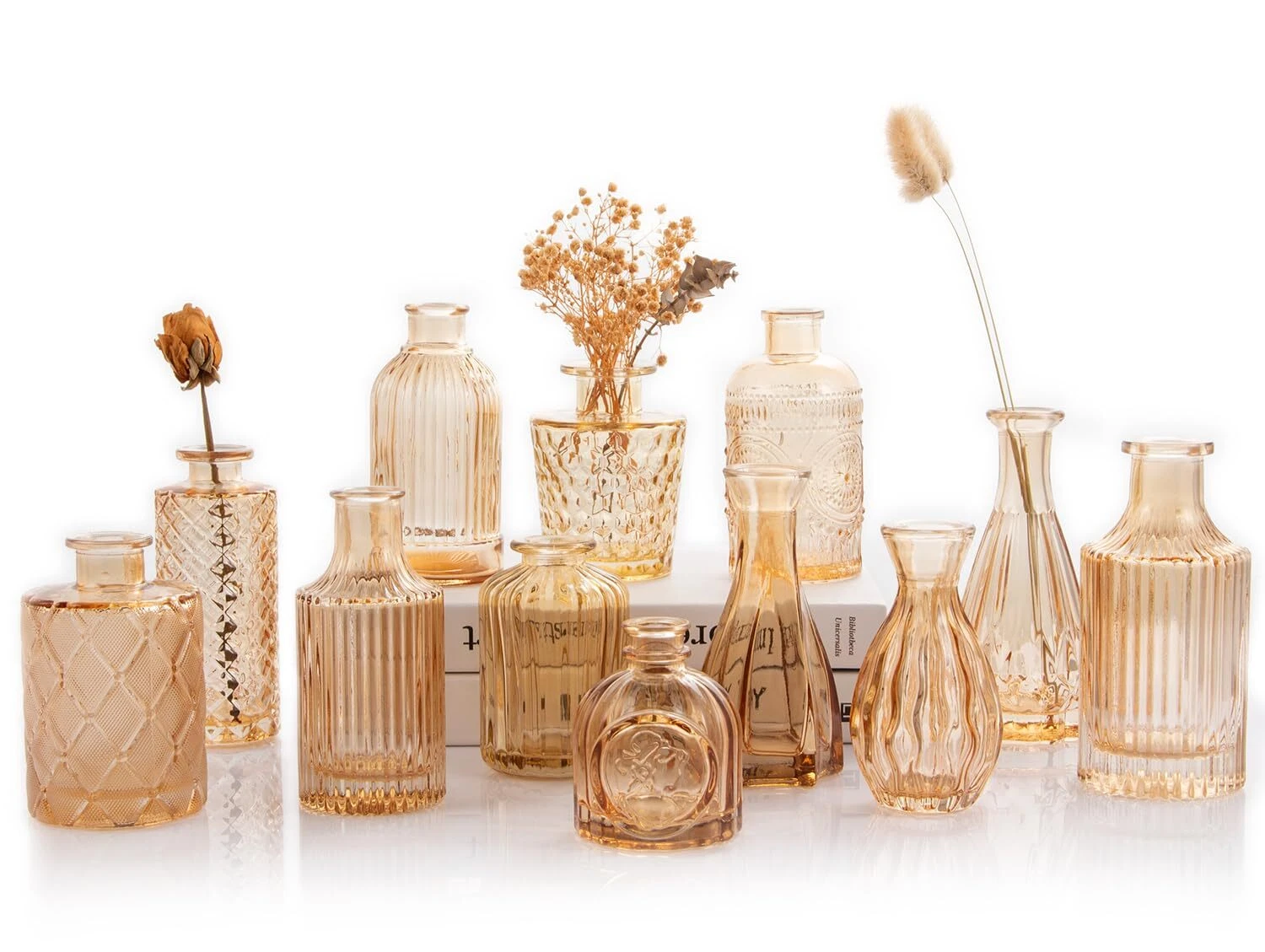 12 Pack Amber Glass Bud Vase Set Small Flower Vases for Table Centerpiece Decor
Opens in a new windo