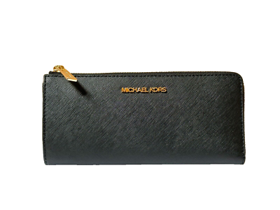 MICHAEL KORS JET SET TRAVEL LARGE THREE QUARTER ZIP LEATHER WALLET 