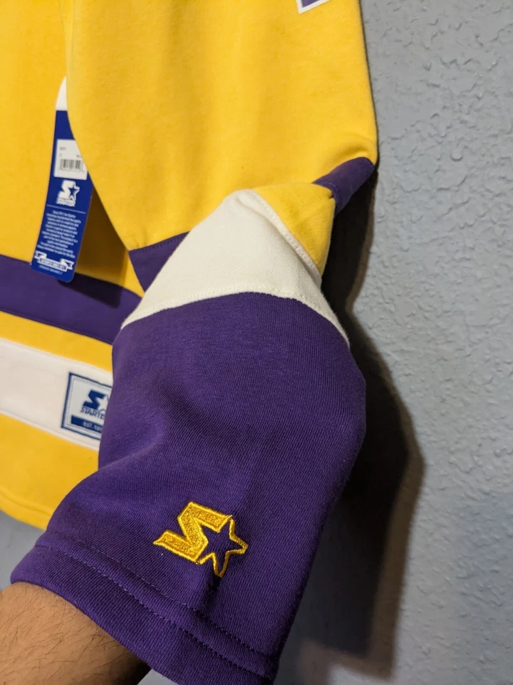 Lakers Hoodie/Sweater Men’s Size Medium Yellow/Purple Classic Starter NEW - Image 3 of 4