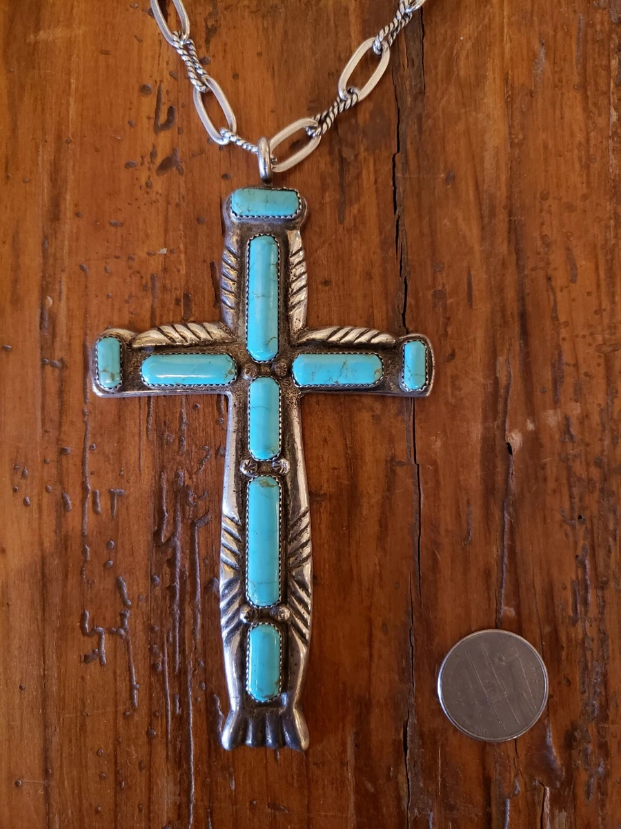 Antique 1940s navajo Native American Silver Turquoise CROSS
