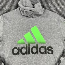 Adidas Youth Boys Shirt Hoodie Sweatshirt Sweater Large 14-16 Gray Long Sleeve