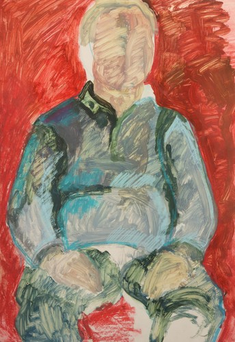 Vintage original expressionist gouache painting female figure - Picture 3 of 11