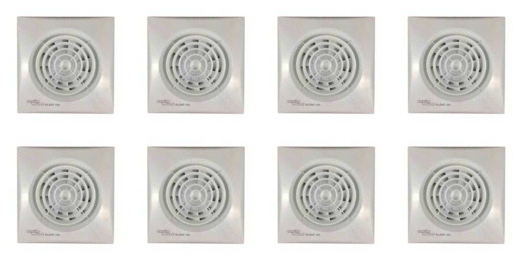 8 x Envirovent SIL100T ""SILENT"" Timer Extractor Fans for Bathroom or Toilet