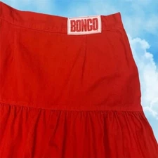 Vintage 80's BONGO Ruffle Layered Skirt Red USA MADE American Retro 