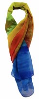 Tigertie Chiffon Schal In Blau GrüN Braun Gelb Orange Rot Gemustert