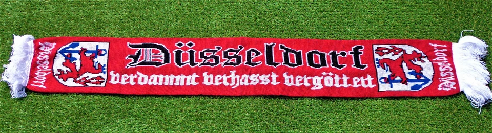 Düsseldorf Schal "VERDAMMT,VERHASST" Rhein Fan Kurve Block + NEU + 150 x 15 cm