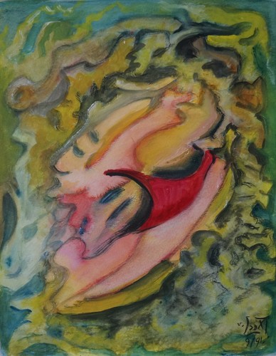 Gouache COMPOSITION Signé G. VON DER LOO (b) - Imagen 3 de 4