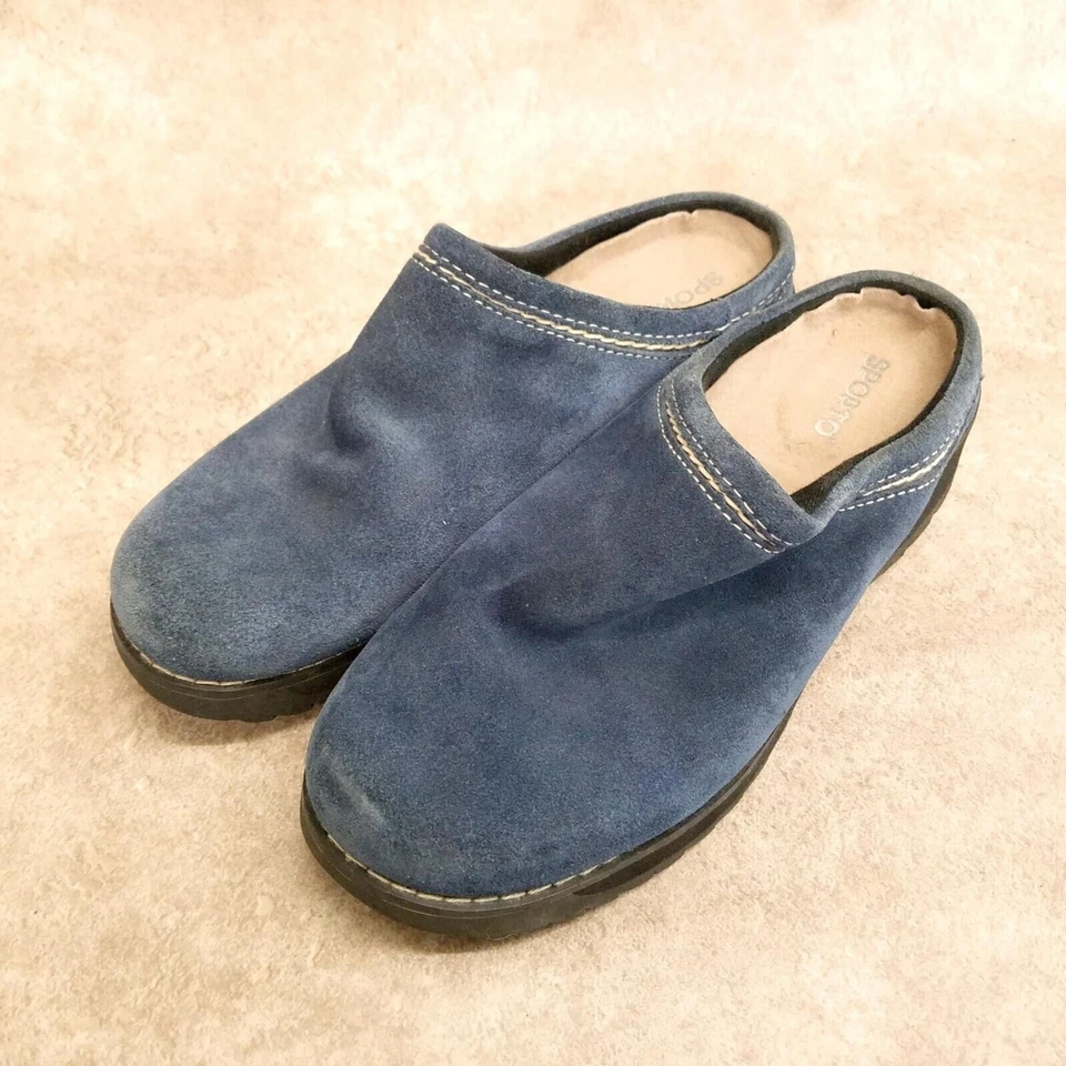 Mocasín sin cordones Sporto para mujer talla 6 de cuero azul cómodo zueco mulas Foto 3 de 4