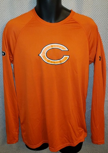 Camiseta de Entrenamiento Chicago Bears Naranja Under Armour Combine Auténtica LS - Para Hombre S