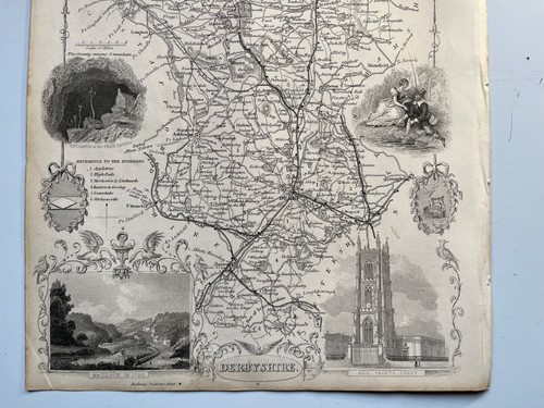 Map of Derbyshire 1848 antique engraving Thomas Moule Barclay's Dictionary - Picture 3 of 7
