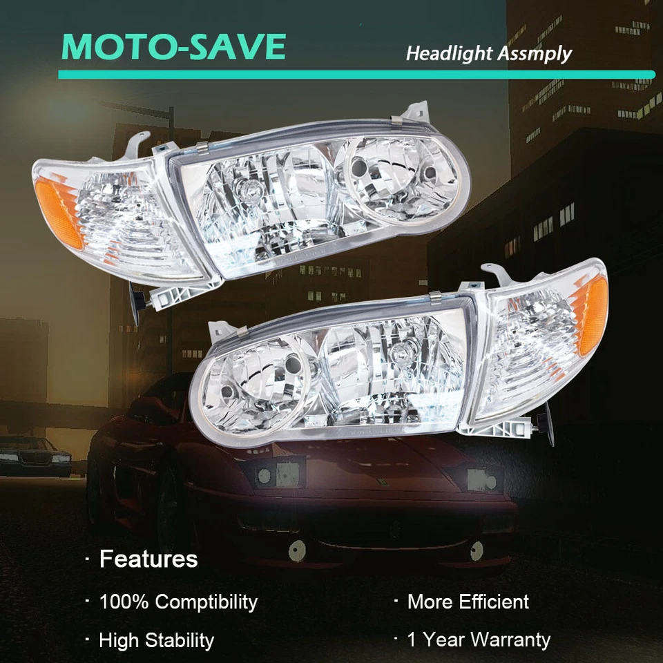 Faros faros con par de luces de señal de esquina para Toyota Corolla 2001-2002 Foto 2 de 4