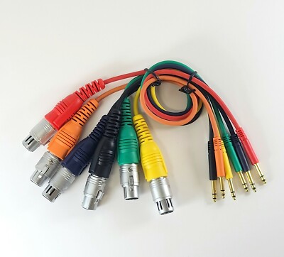 6 NEW TT BANTAM to XLR-F Female PATCH CABLES 24'' Cords - 2 Foot - Gold-Plated