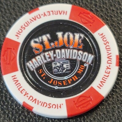 ST. JOE HD ~ MISSOURI (White/Red Full Color) Harley Davidson Poker Chip
