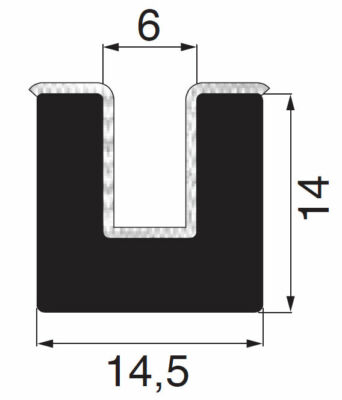 Meter goods U-profile window guide profile, velvet rail, Wartburg Trabant, flocked