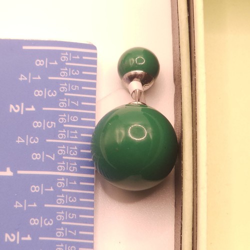 Ross Simons Simulated Green Onyx Earrings Sterling Silver Front-Back Post - Picture 6 of 10