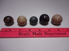 5 LARGE ASSORTED OLD ANTIQUE CLAY COLORED MARBLES NICE CONDITION BENNINGTON 5