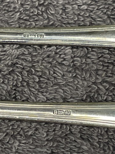 Set of 8 Silver Plated Silverware Seafood Cocktail Forks Marked B 90 - Picture 10 of 11