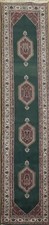 Green Wool 12 ft Runner Rug 3x12 Geometric Hand-knotted Classic Hallway Carpet