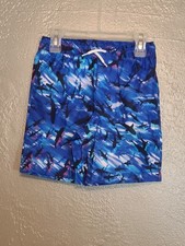 Lands End Cool Sharks Boys Swim Shorts Lined NWOT Size S