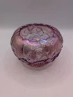 Fenton Carnival Glass Rose Bowl Waterlily Pattern Iridescent Pink