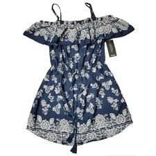 NWT Blush Navy Boho Off Shoulder Above Knee Dress Size M