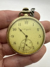 Antique Elgin GF Pocket Watch Model 3 Grade 235 15j 12s w/Chain