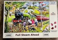 House of Puzzles Full Steam Ahead 1000 Piece Train Railway Steam Engine Jigsaw