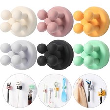6Pcs Silicone Toothbrush Holders - Multi-Function Hook Waterproof Self Adhesi...