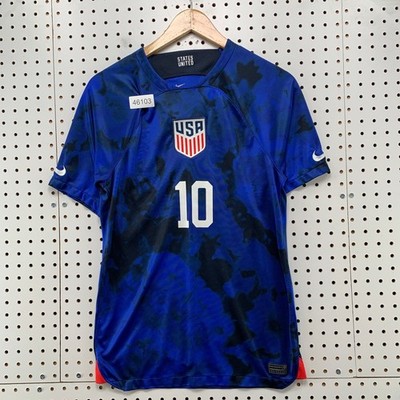 USA National Soccer Team Pulisic Nike Jersey Mens L Blue Dri Fit 2022 WC #10