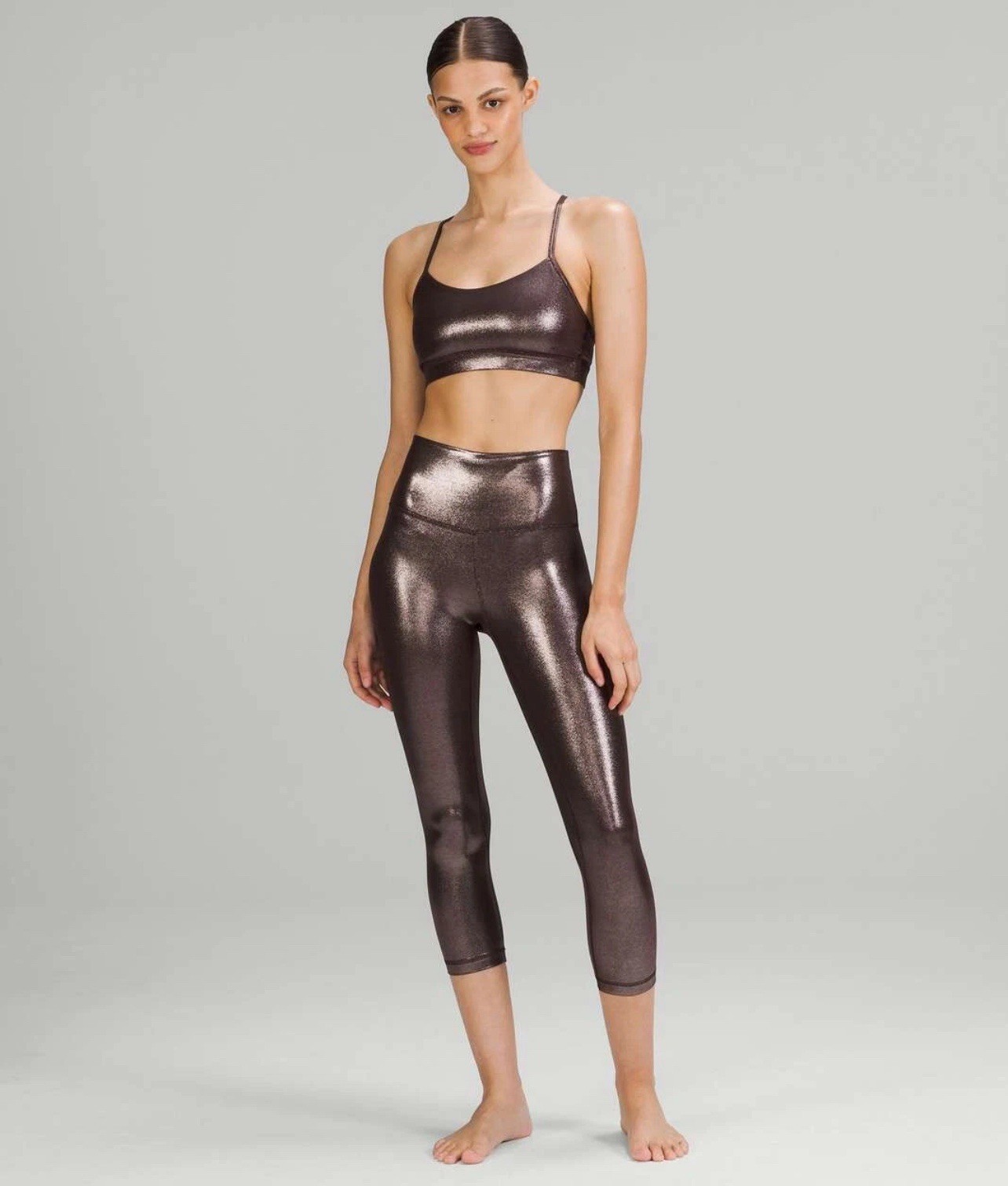Lululemon Align High Rise Pant 27” Shine Radiate Foil Print French Press Size 20