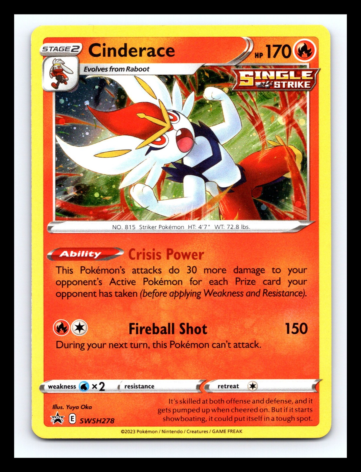 🔥 2023 Pokémon Sword & Shield - Black Star Promos Cinderace Rare Holo # SWSH278