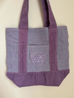 Trader Joe's Mini Tote Bag RARE Lavender Purple Dyed TJ's Mini Pastel Tote Bag