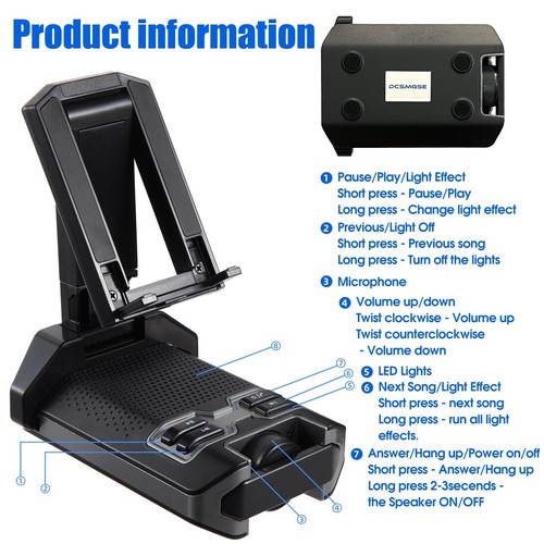 Dcsmges Supporto Telefono Bluetooth Compatibile con Qualsiasi Supporto Telefono Smartphone con... - Foto 2 di 7