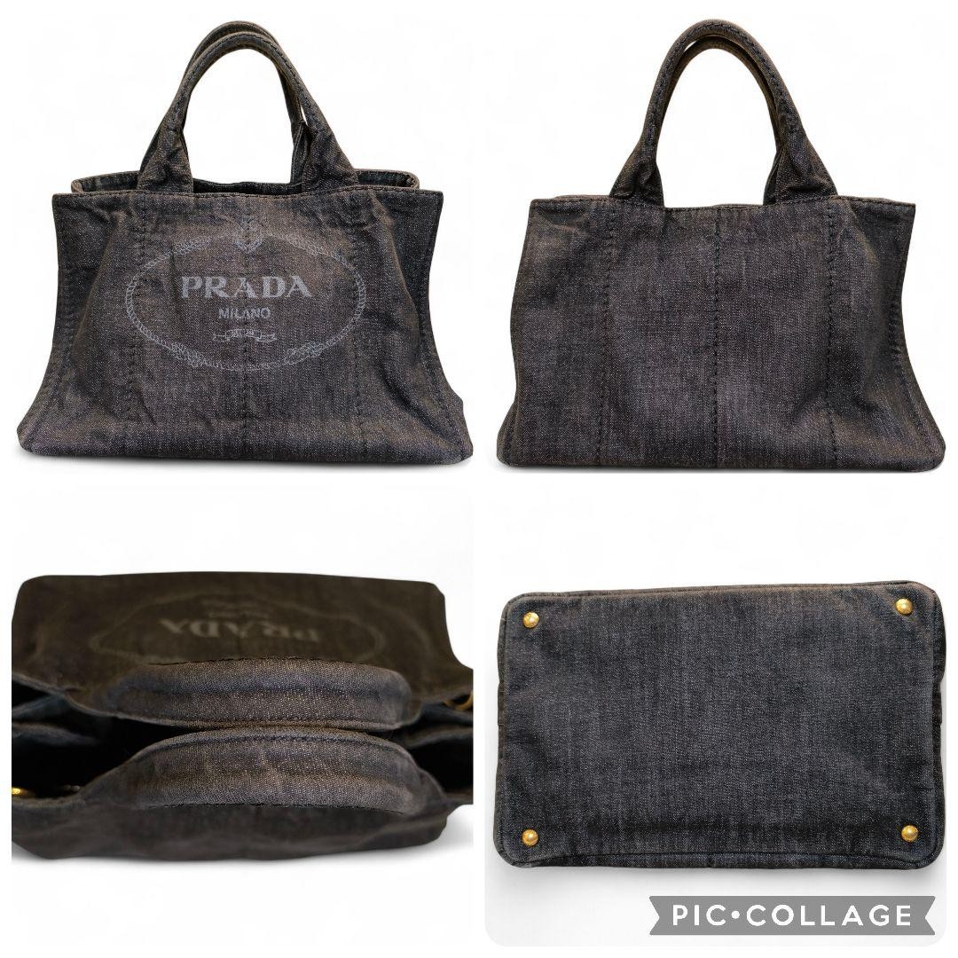 PRADA Canapa M Tote Bag with Shoulder 2way Black PRADA thumbnail 2