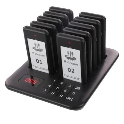 Restaurant Pager System, 10 Wireless Pagers, Touch Keyboard Calling Customers Wa