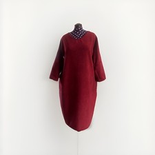 Plus One Size 18/20/22 Fleece bubble dress Handmade,burgundy/wine, pockets 