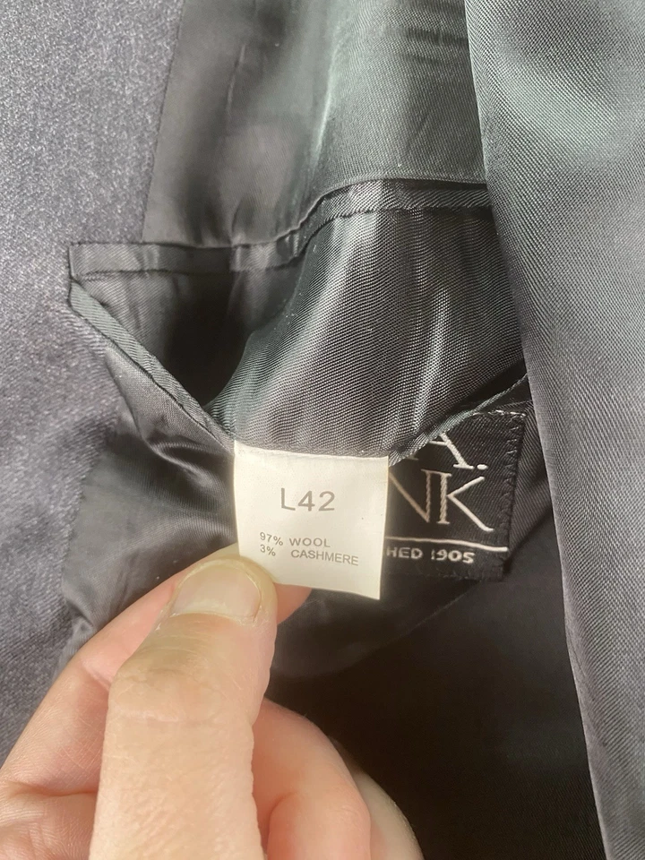 Jos. A Bank Suit 42 L Gray Wool Solid Premium Pleated Jacket Pants 36x34 - Image 4 of 4