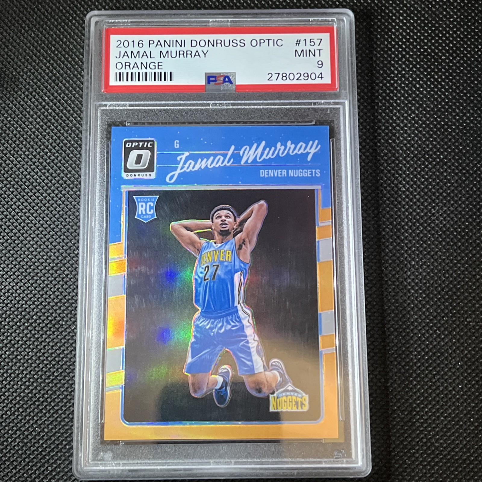 2016-17 Donruss Optic #157 Jamal Murray RC Orange Prizm #'d 155/199 PSA 9 Mint
