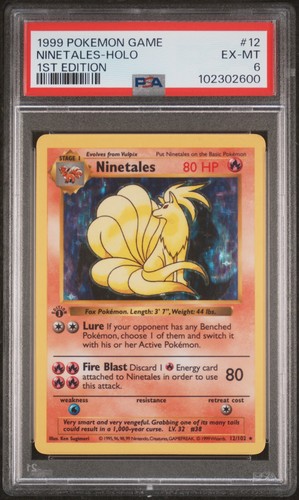 1999 Pokemon 1st Edition NINETALES Shadowless Holo #12 PSA 6 EX-MT Base Set
