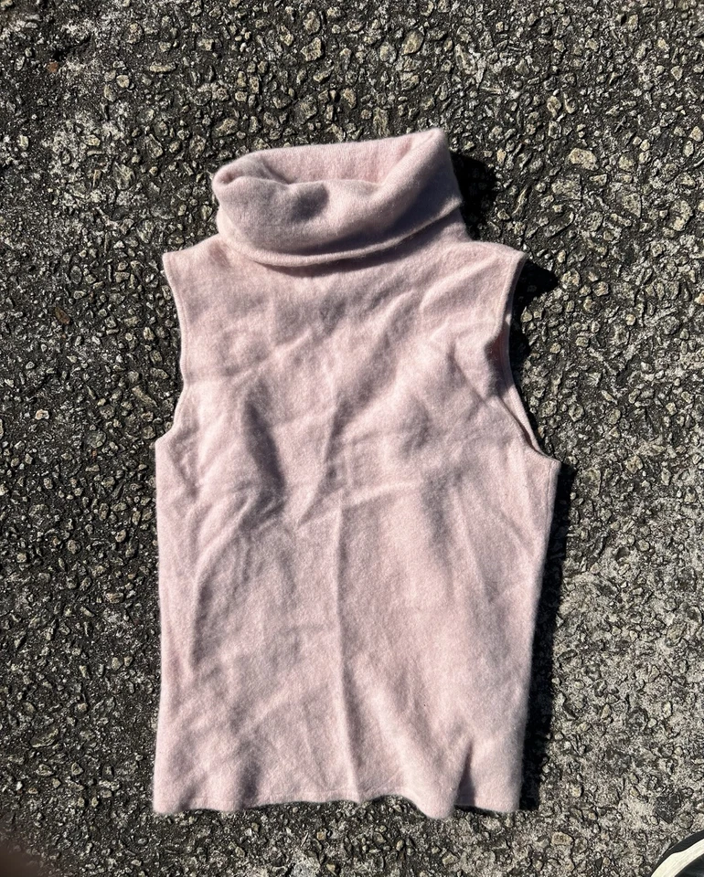 Suéter de cachemir Neiman Marcus talla L sin mangas cuello alto lentejuelas longitud túnica Foto 2 de 4