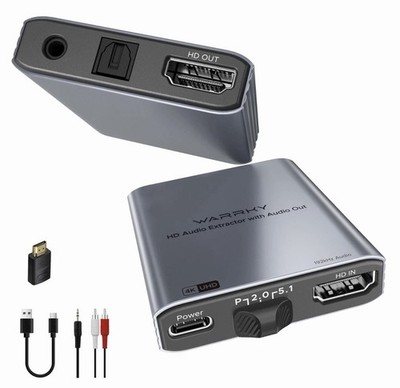 4K HDMI Audio Extractor, Convert HDMI to Optical S/PDIF and 3.5mm Aux RCA, [S...