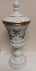 Westmoreland Vintage Milk Glass Unsigned Roses & Bows Footed Covered Urn