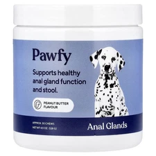 2 X Pawfy, Anal Glands, 6 Months+, Peanut Butter, 30 Chews, 4.5 oz (128 g)