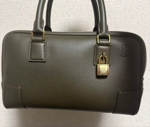 LOEWE Amazona 23 Handbag Olive Khaki Leather Gold Hardware