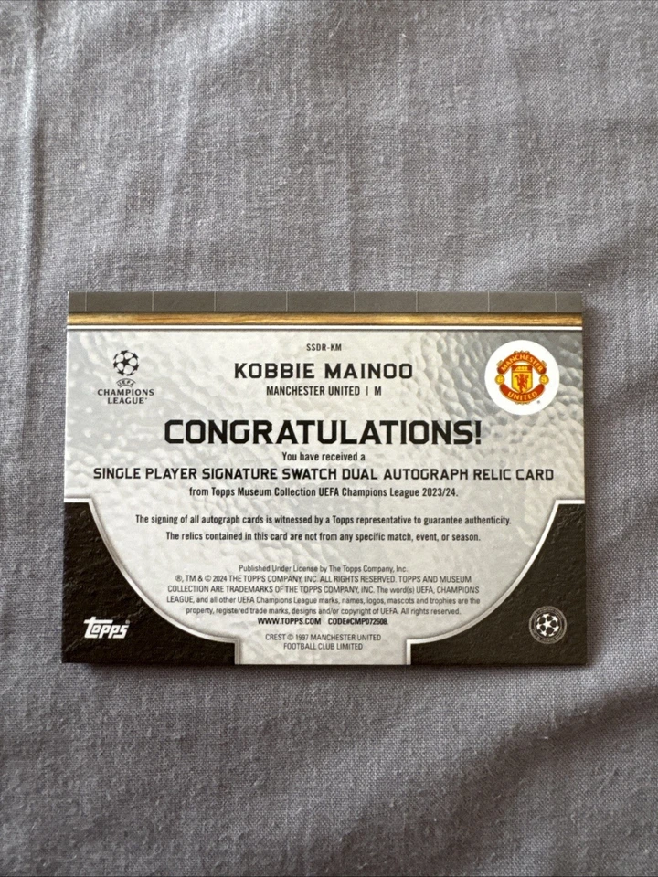 Kobbie Mainoo Dual Patch Auto 127/299 Topps Manchester United - Image 2 of 2