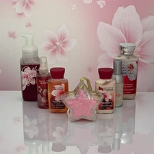 Bath & Body Works JAPANESE CHERRY BLOSSOM MIST CREAM & SHOWER GEL 6 pc GIFT SET