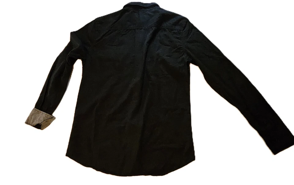 Men's Flip Cuff Black Button-Up Long Sleeve Shirt SZ S,Casual,Business,Preppy - Image 4 of 4