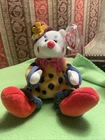 Vtg 2005 TY BEANIE BABY JUGGLES THE CLOWN BEAR Plush Stuffed Toy Polka Dot